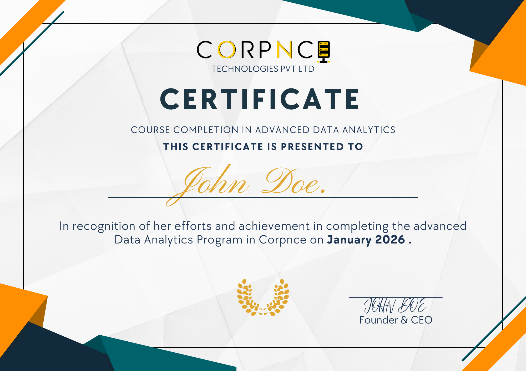 Corpnce data analytics certification
